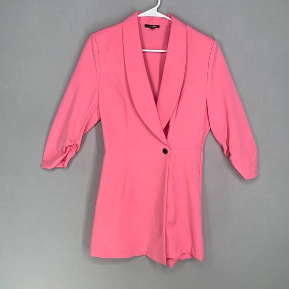 Fashion Nova Pants - Fashion Nova Hot Pink Blazer Romper Skort Barbiecore Short Colorful
